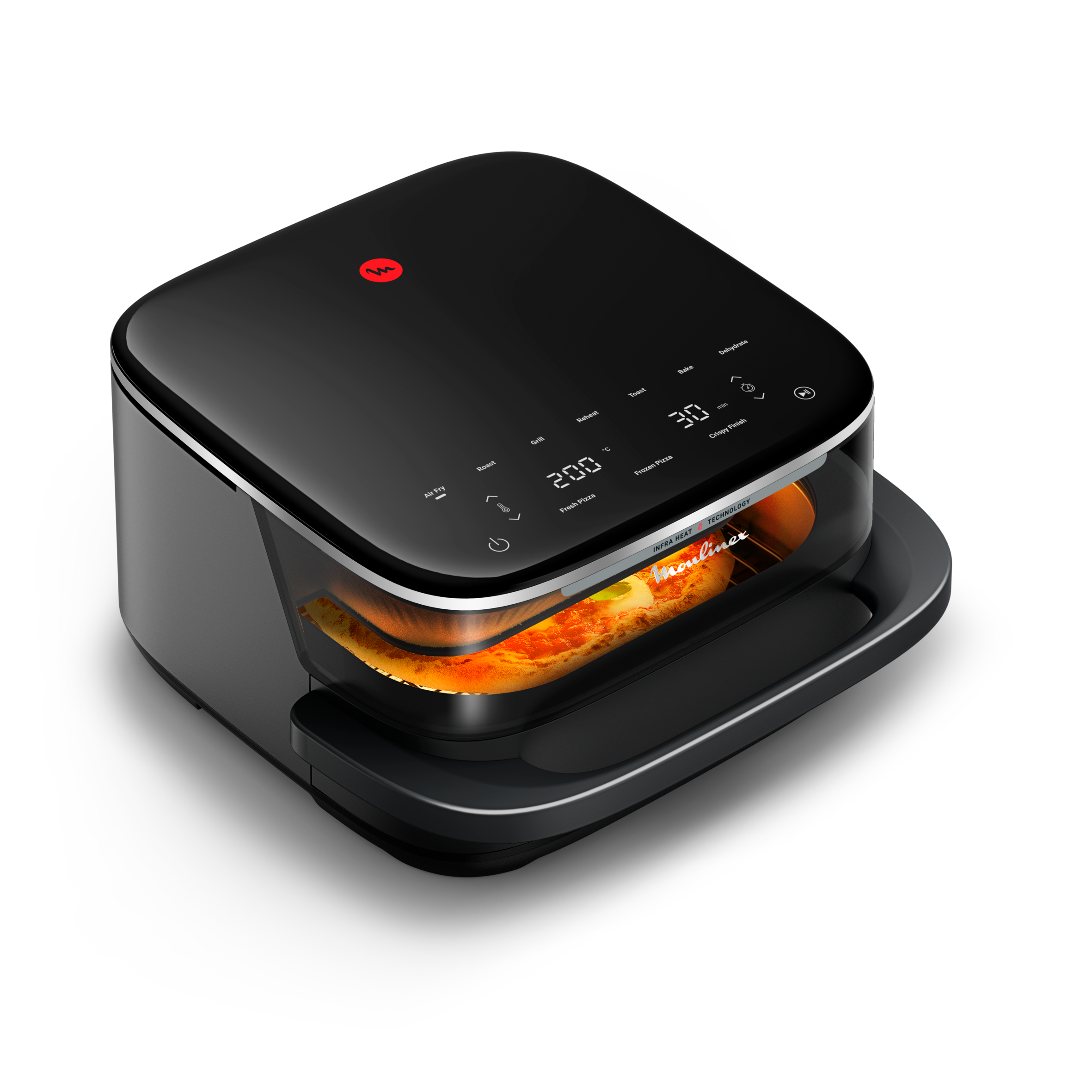 Ever Fry XXL Surface, Freidora de aire, Gran superficie de cocción, Tecnología por infrarrojos, 10 programas automáticos, Formato compacto, Ventana de visualización, Negro