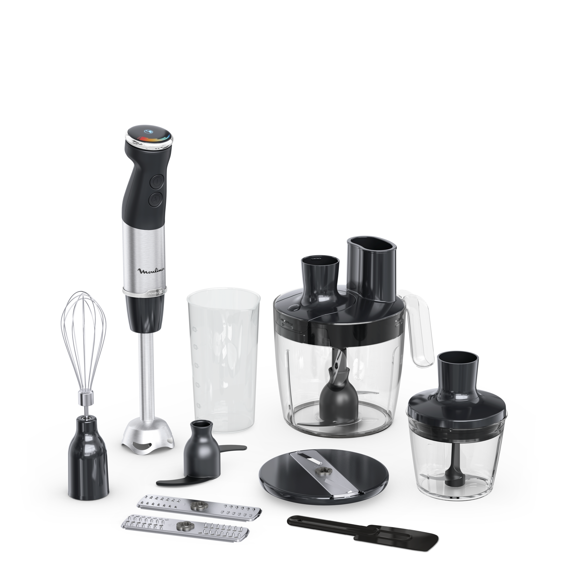 Quickchef+, Batidora de mano, procesador de alimentos 4 en 1, 20 velocidades, Negra
