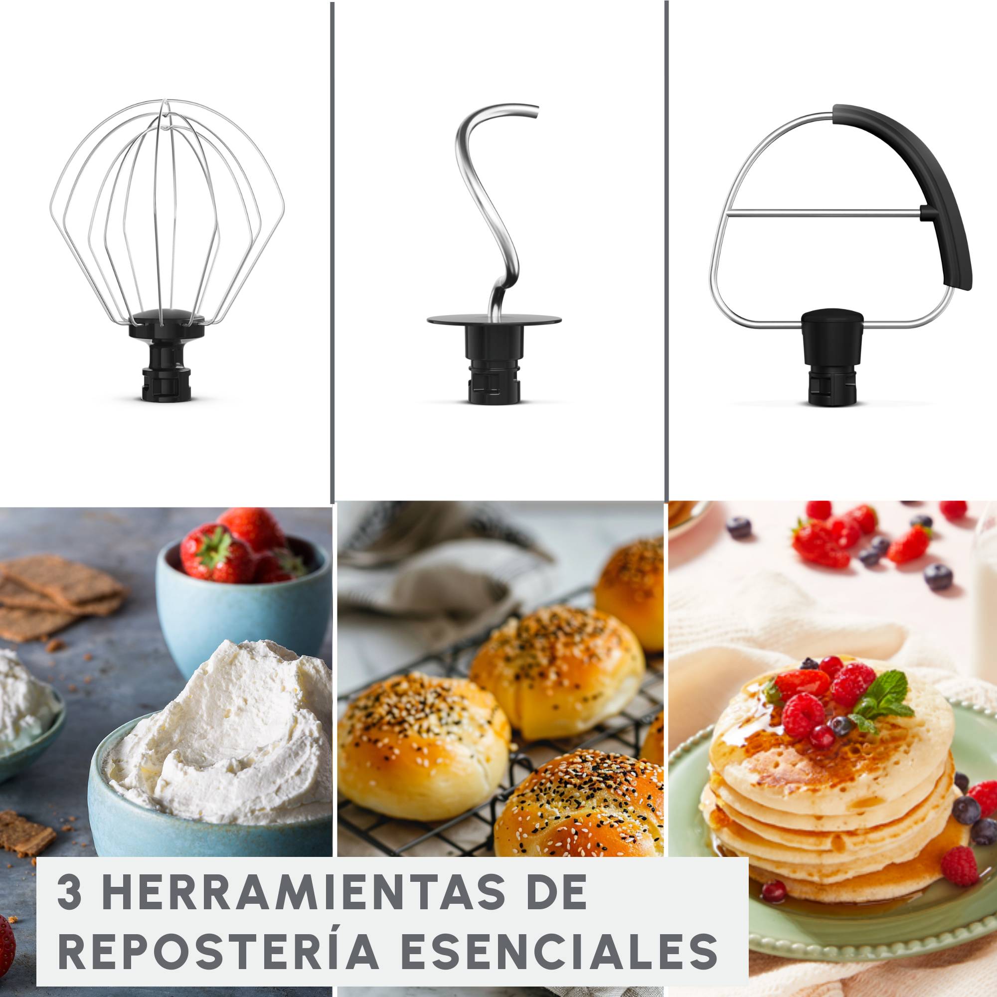 Bake Easy, Robot de repostería, Amasadora,12 velocidades, Compacta, Fácil de usar, Accesorios incluidos