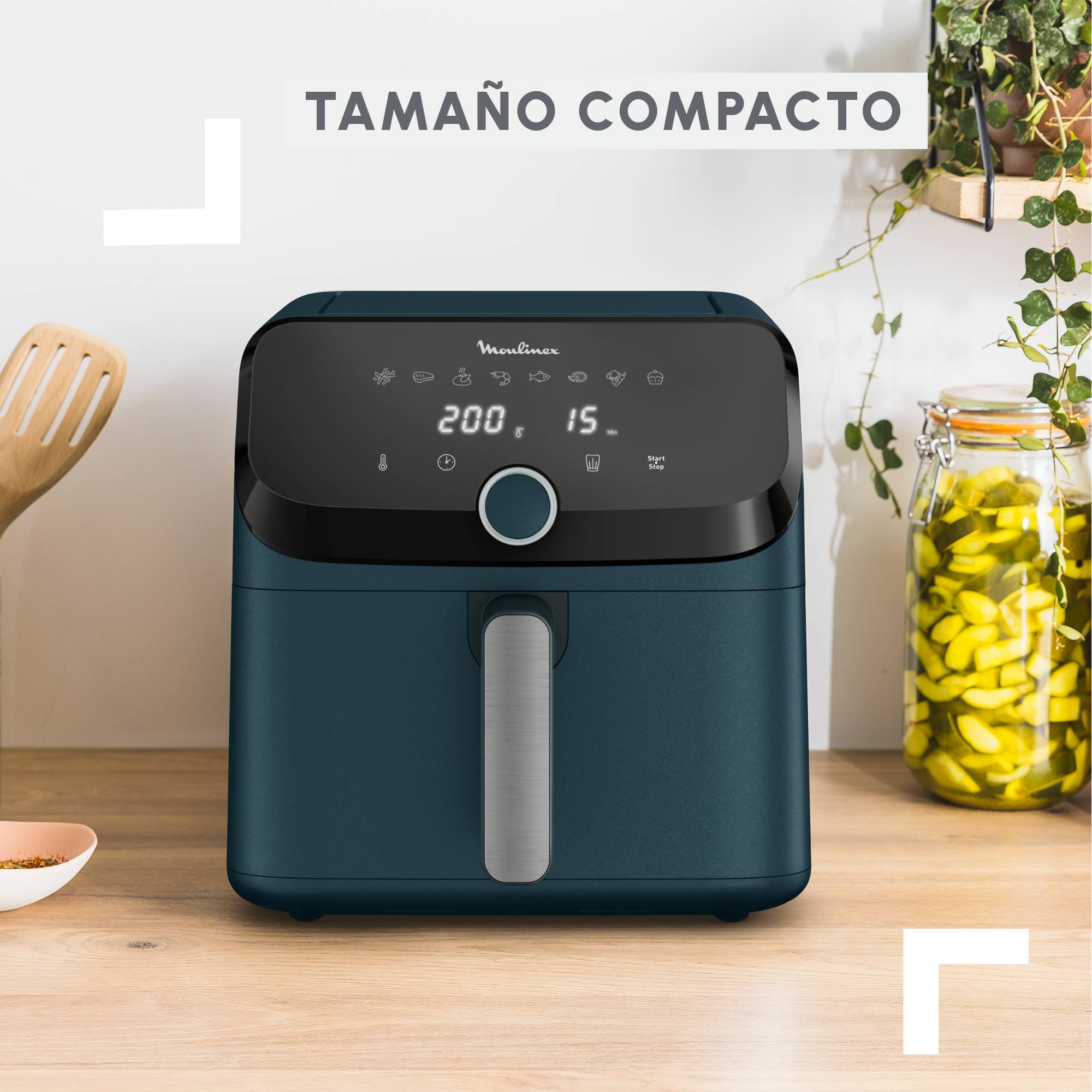 Easy Fry Mega, Freidora de aire, 1700 W, Gran capacidad de 7,5 L, 8 programas, Compacta