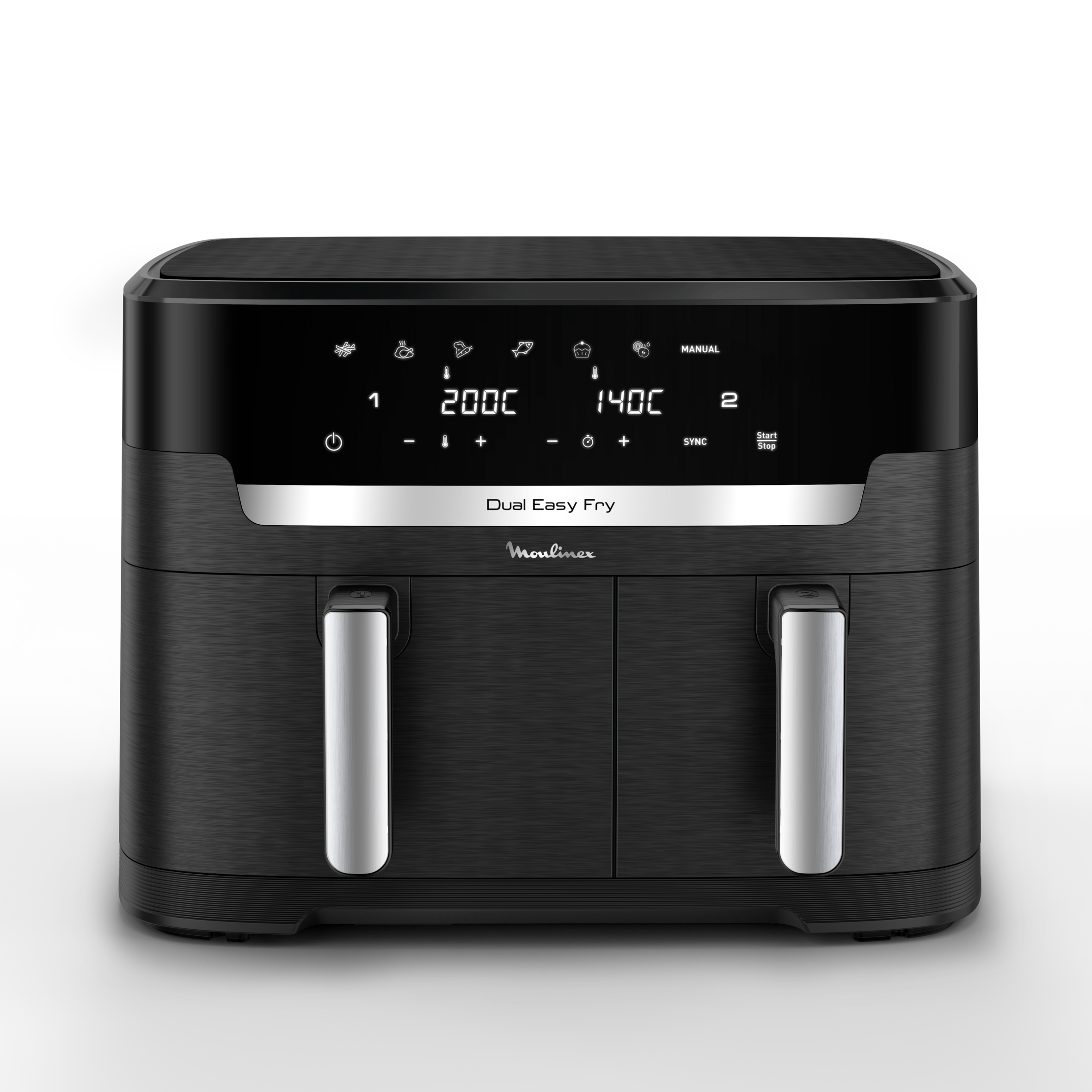 XXL Dual Easy Fry, Freidora de Aire Doble Cesta, Capacidad Familiar XXL, Cocción Sincronizada, 11 L de Capacidad, Negro