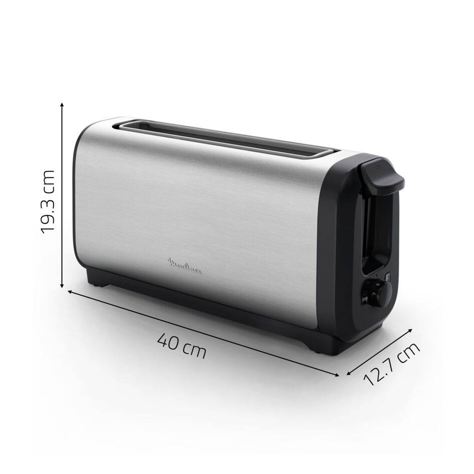 Subito, Tostadora de ranura larga, Tuesta más rápido, Menor consumo energético, Negro y acero inoxidable