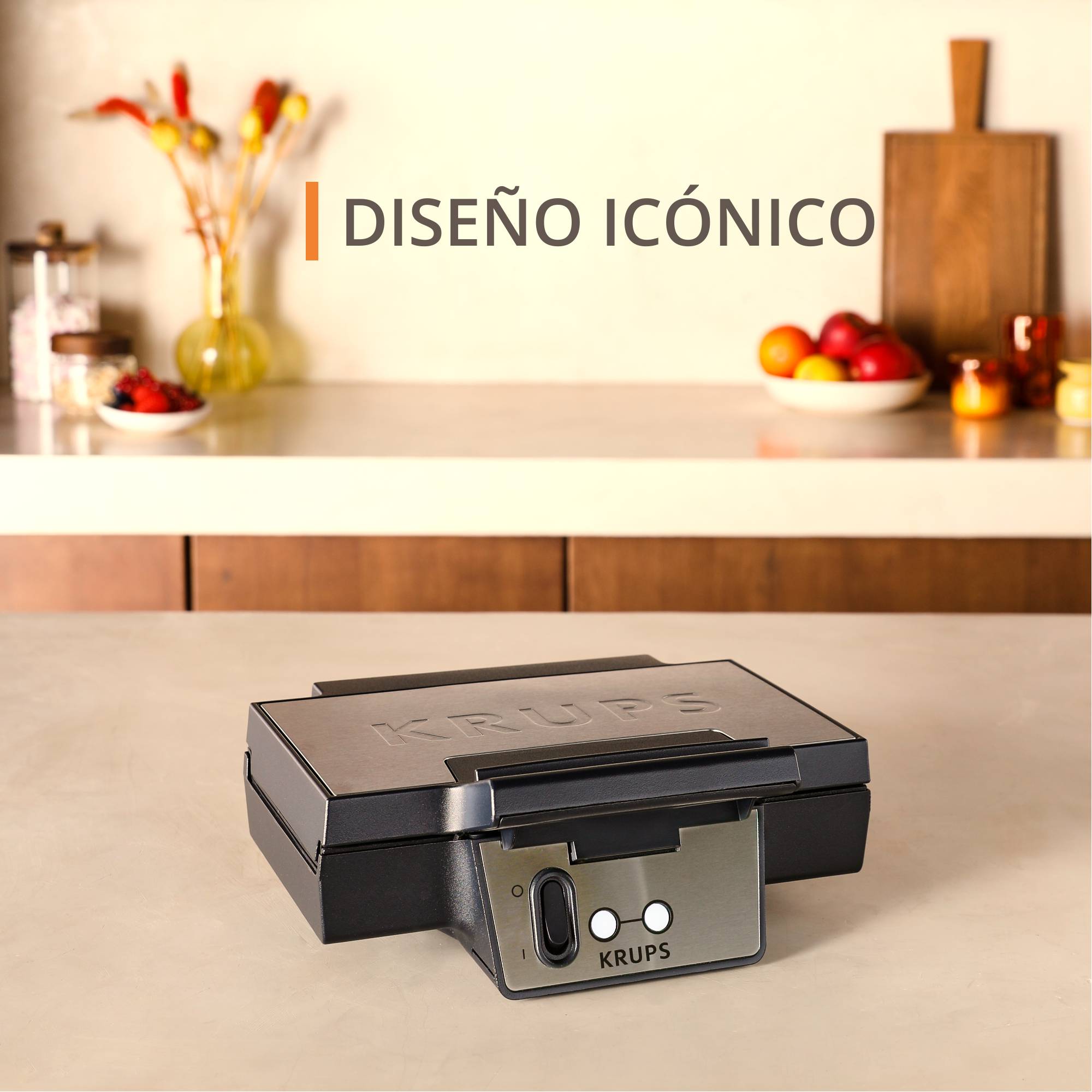 Gofrera Iconic, Placas Antiadherentes de Cerámica, Almacenamiento vertical, Inox
