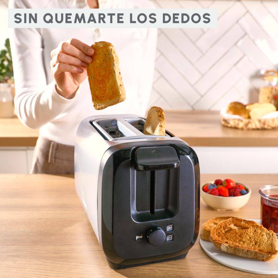 Subito, Tostadora de 2&nbsp;ranuras, Tuesta más rápido, Menor consumo energético, Negro y acero inoxidable