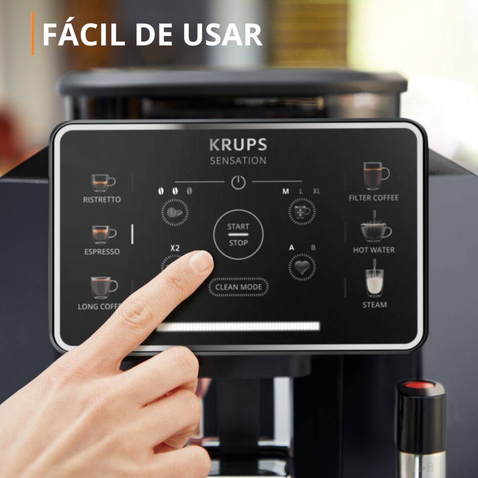 Sensation, Cafetera Superautomática, Panel táctil, 5 recetas automáticas, Espumador de leche