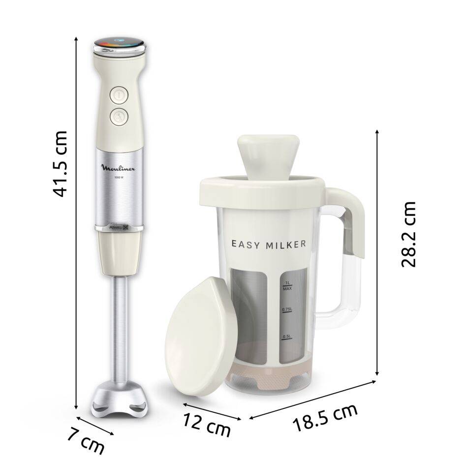 Easy Milker & Quickchef+, Robot de hacer leche vegetal con batidora de mano, Cuchillas Powelix, 20 velocidades