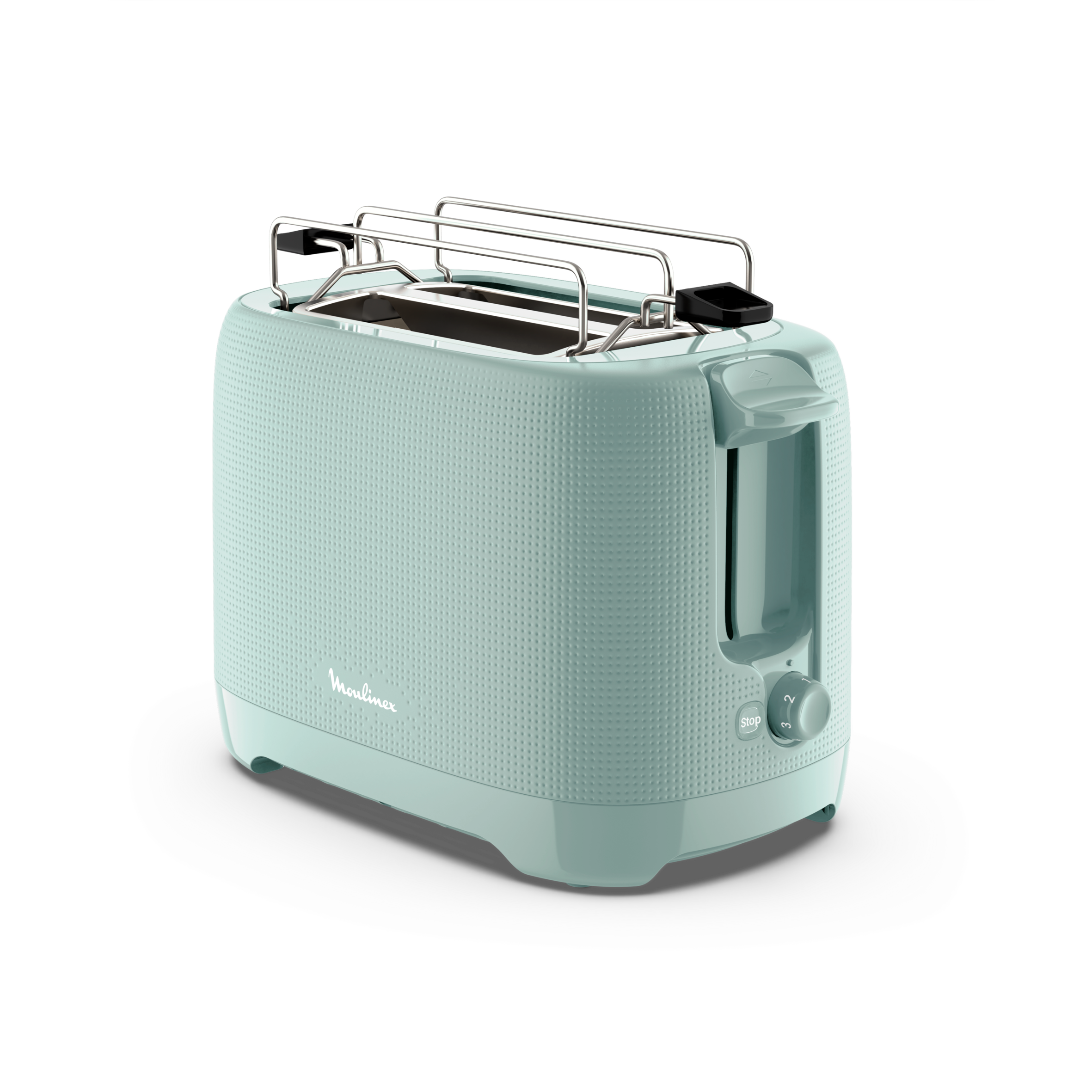 Morning Plus, Tostadora de 2 ranuras, Azul claro, Con calentador de panecillos