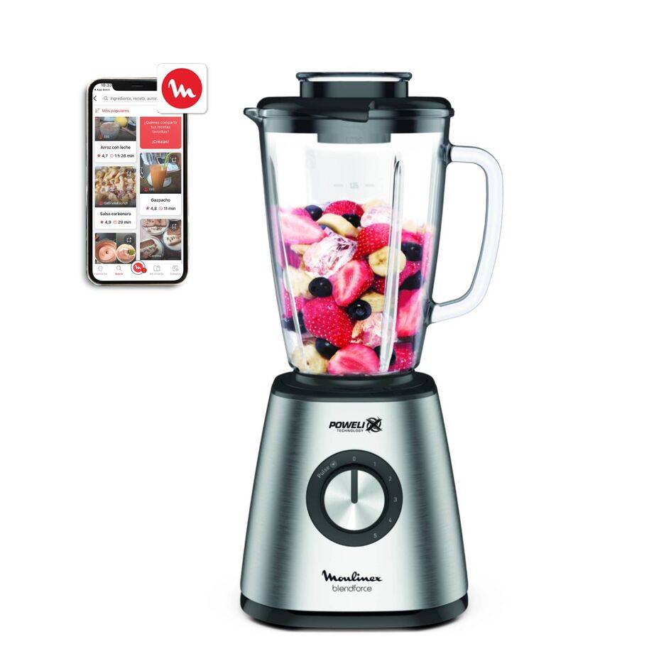 Blendforce, Batidora de vaso, 1,75 L, 800 W, 5 velocidades, Función Pulse, 6 cuchillas Powelix, Jarra de Cristal Termorresistente