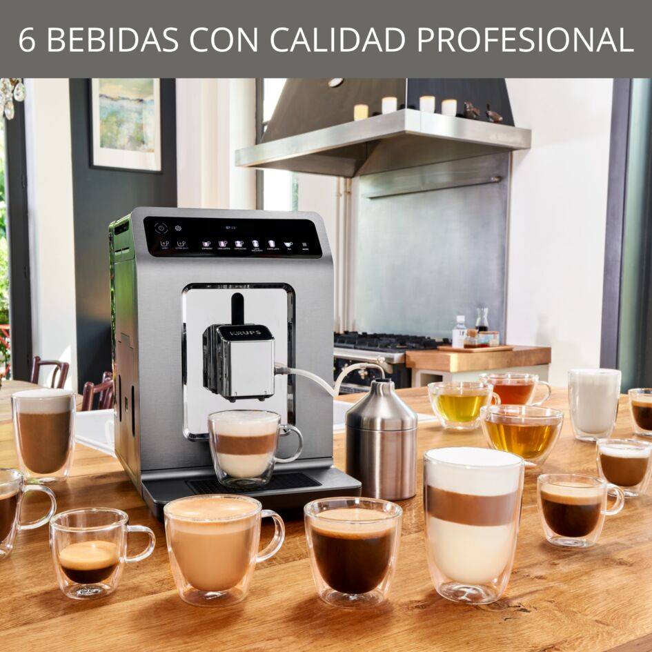 Espresso Evidence Plus, 19 preajustes de bebidas,  Interfaz a color, Sistema One-Touch Double Cappuccino, Autolimpieza, Metal
