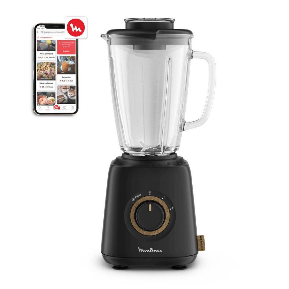 Eco Respect, Batidora de vaso, Diseño ecológico, Materiales reciclables, 1,75L, 4 cuchillas, 800W, Negro