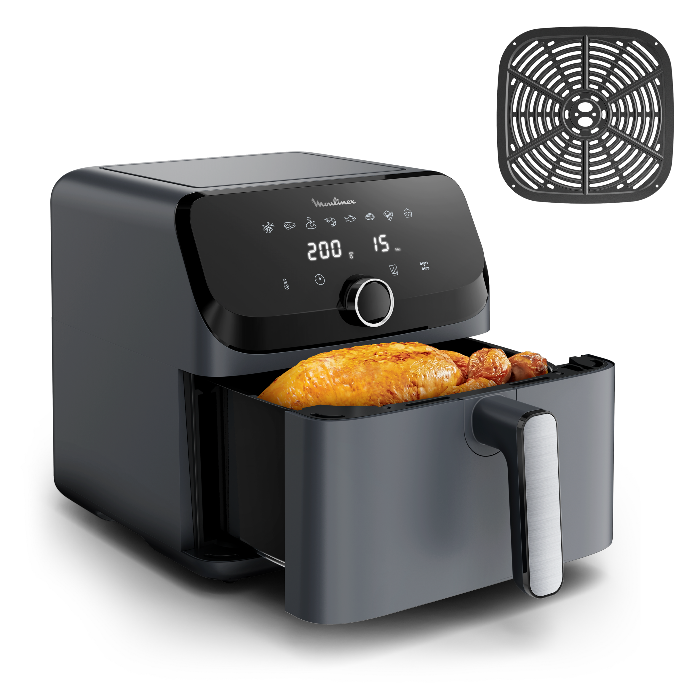 Easy Fry Mega, Freidora de aire, Capacidad Extragrande de 7 L, 8 Programas
