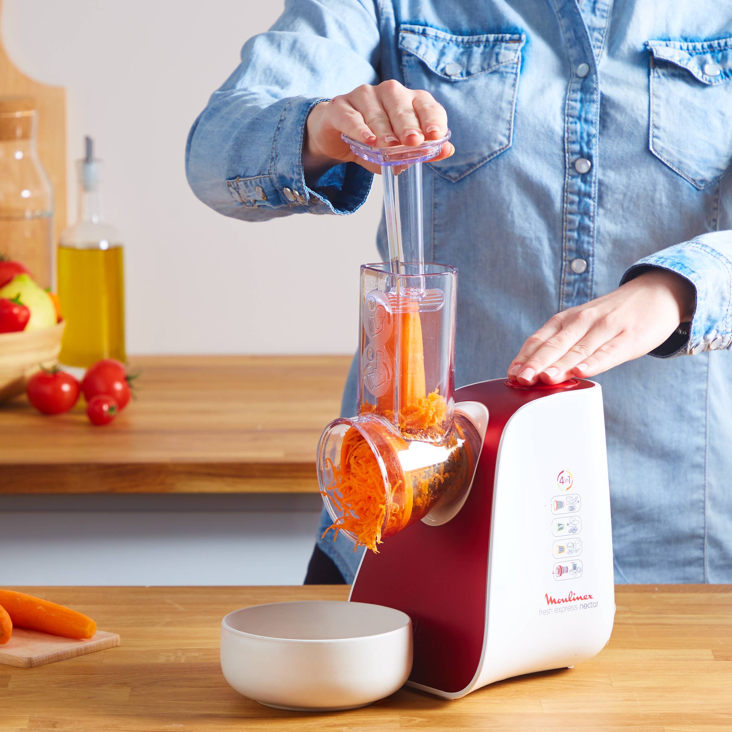 Fresh Express Nectar, Cortador de verduras eléctrico, Sistema de conos apilables