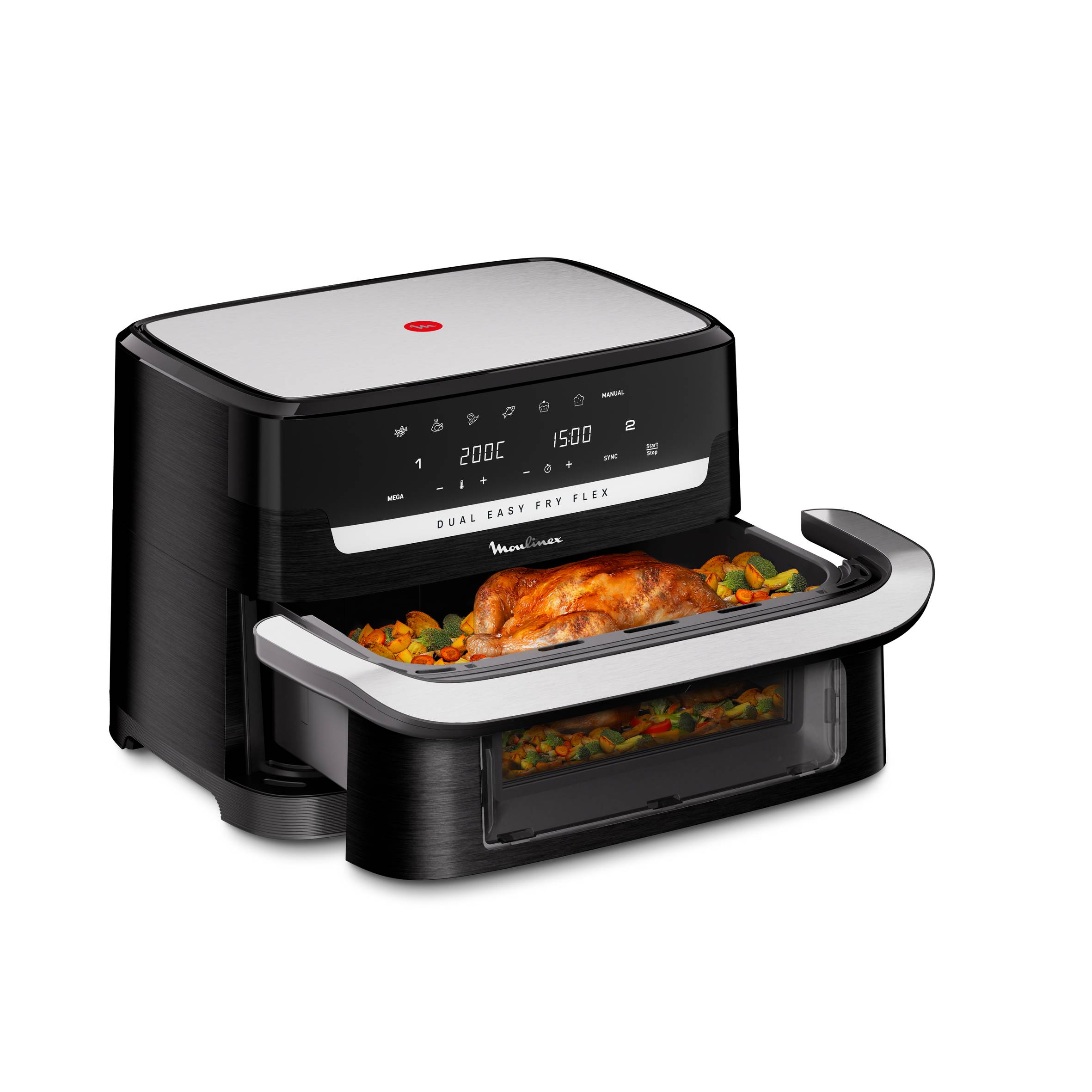 Dual Easy Fry Flex, Freidora de Aire con Separador FlexCook, 9&nbsp;L, 7 programas, Hasta 8 personas, Negro