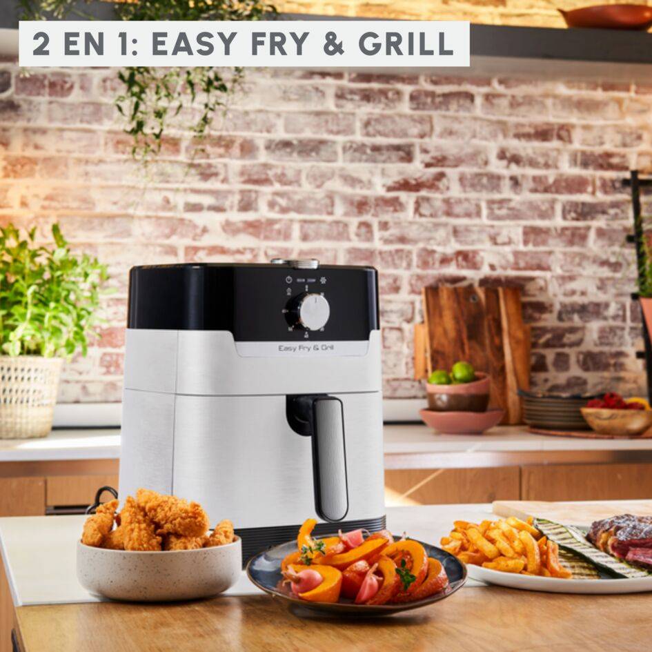 Easy Fry & Grill 2-en-1: Freidora de Aire y Grill, Cocina Sana y Rápida con Capacidad de 4,5 L, Temperatura Regulable y Temporizador