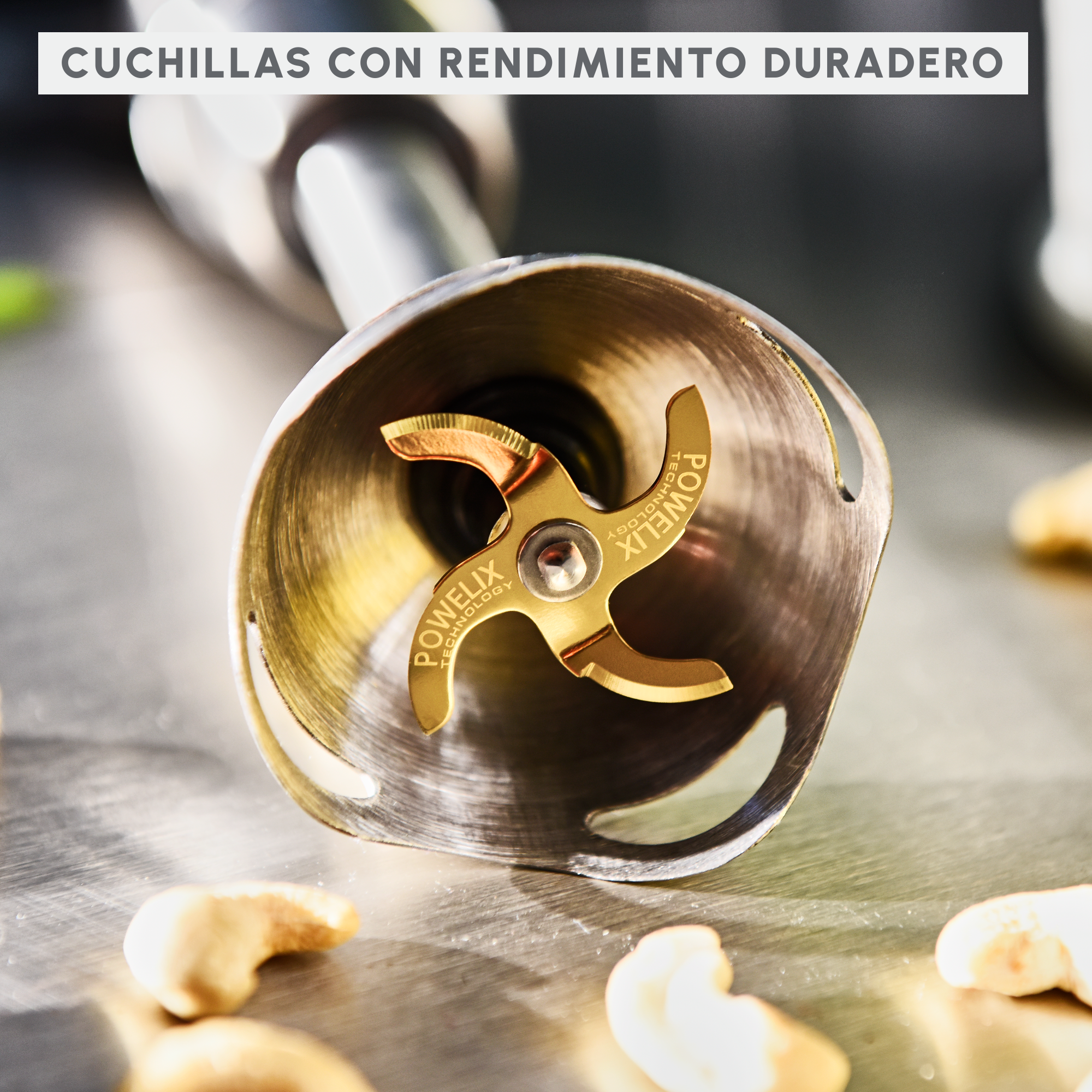 Powelix Life , Batidora de Mano, 1200W, 4 en 1, Inox