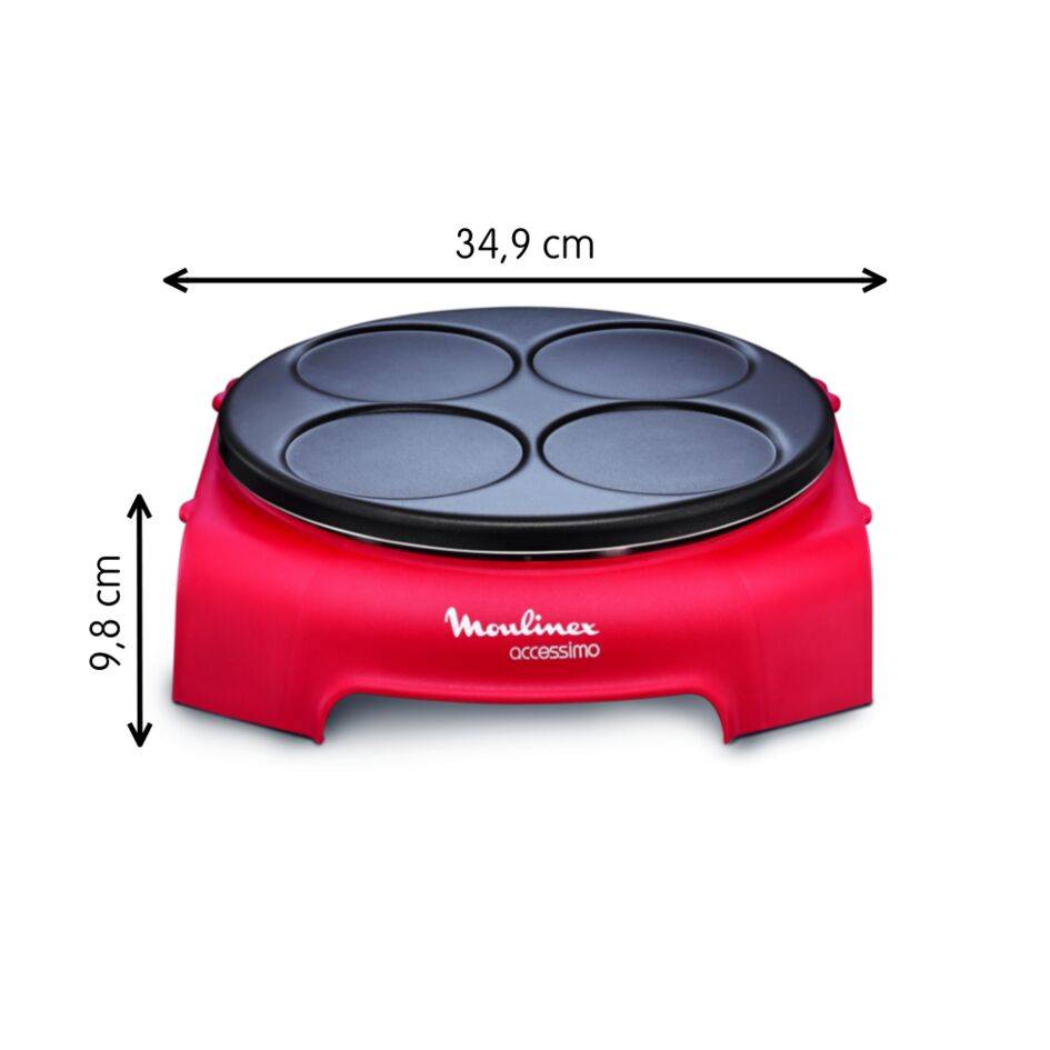 Accessimo, Crepera, 4 creps, Revestimiento antiadherente, Cucharón, 4 espátulas, Almacenamiento fácil