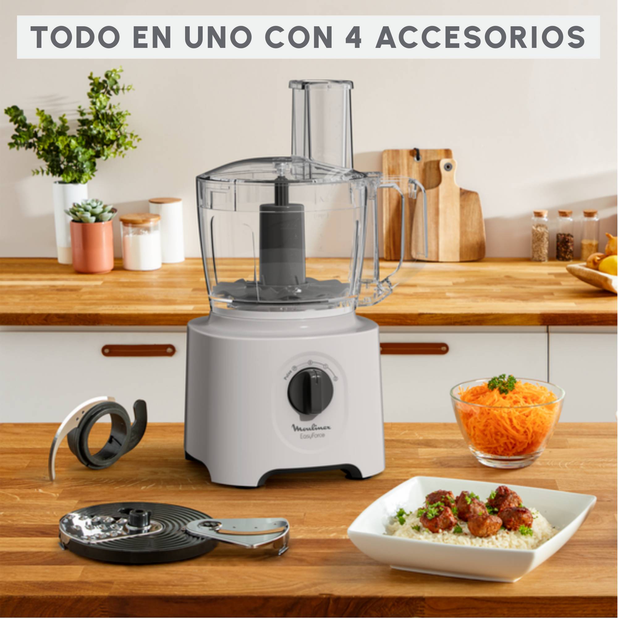 Easy Force, Procesador de Alimentos, 4 Accesorios, 15 Funciones
