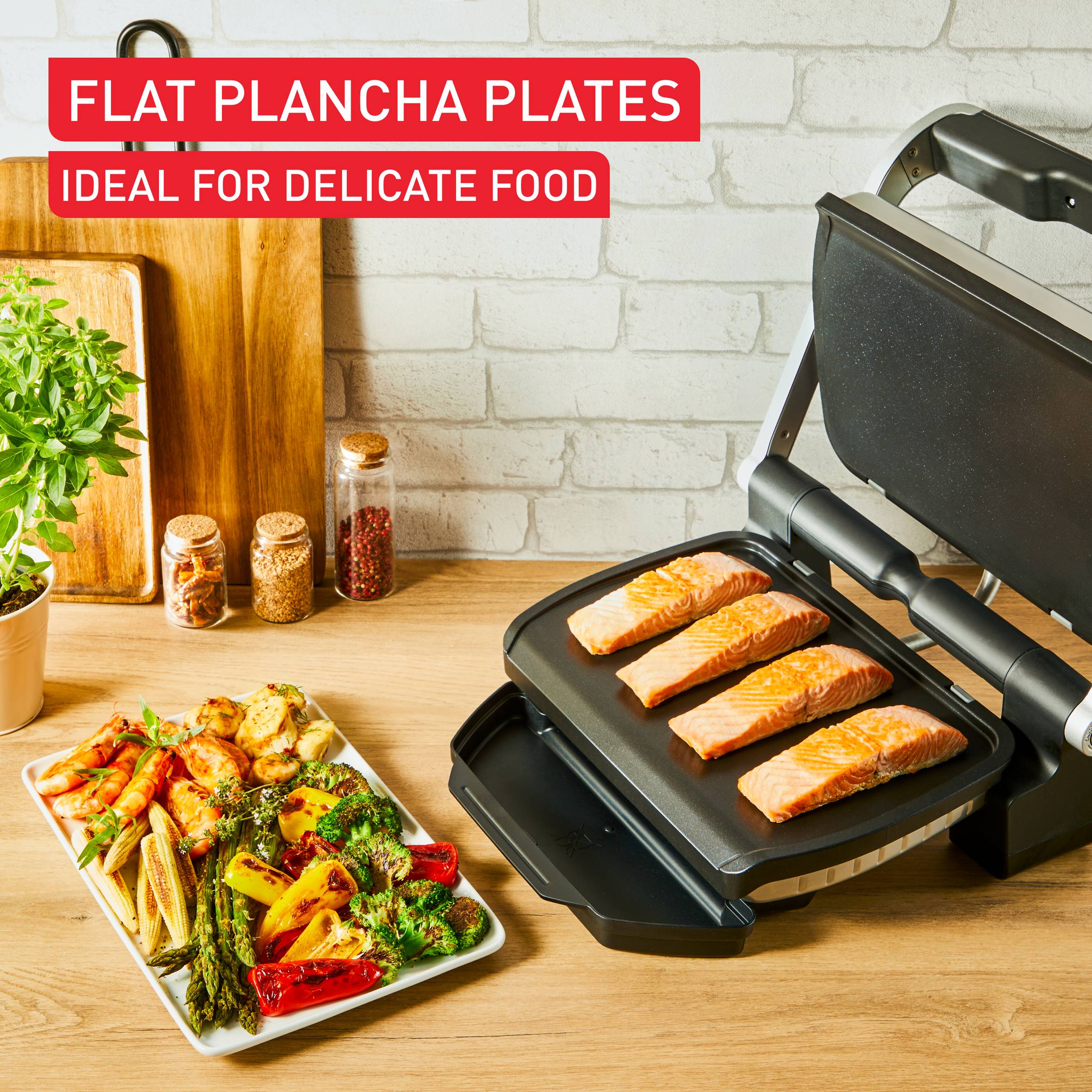 Placas de plancha para OptiGrill/OptiGrill Elite, antiadherentes ideales para ingredientes delicados