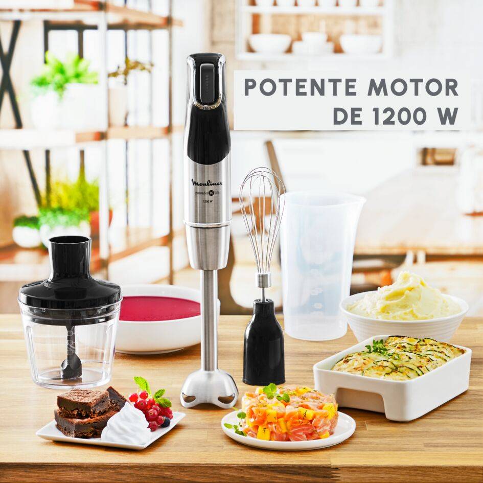 Powelix Life , Batidora de Mano, 1200W, 4 en 1, Inox