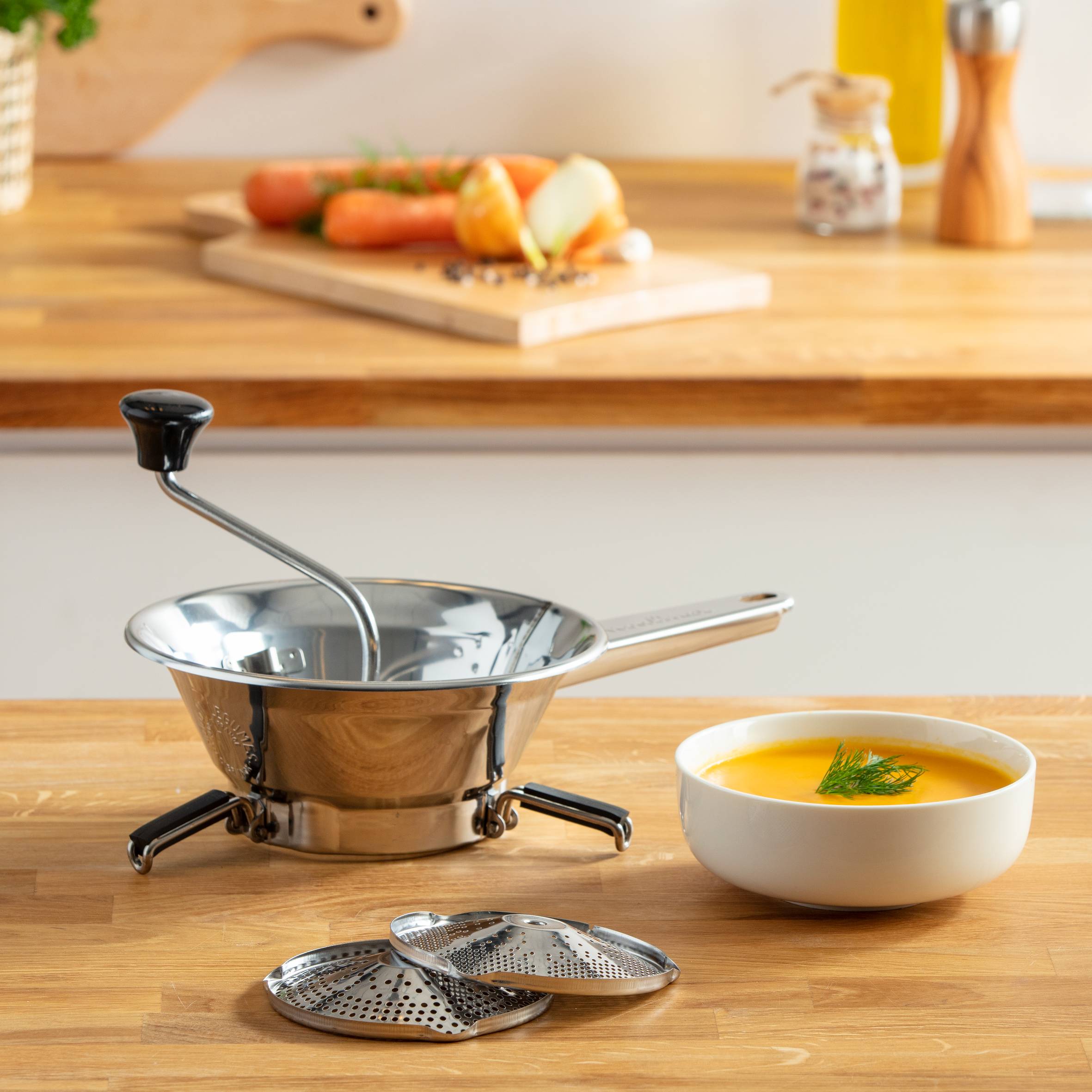 Pasapurés manual, Acero inoxidable, Apto para lavavajillas