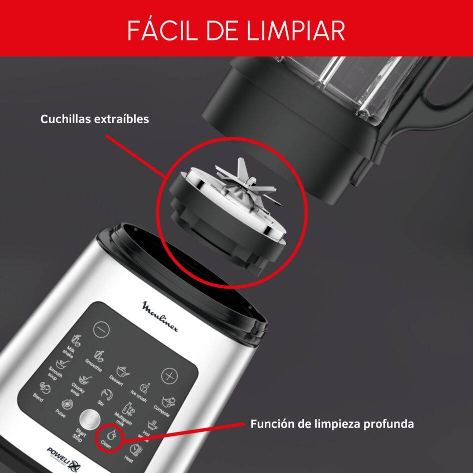 Perfectmix Cook, Batidora de vaso y Robot de Cocina, 2 en 1, 1,75L, 10 programas automáticos, Cristal, Inox