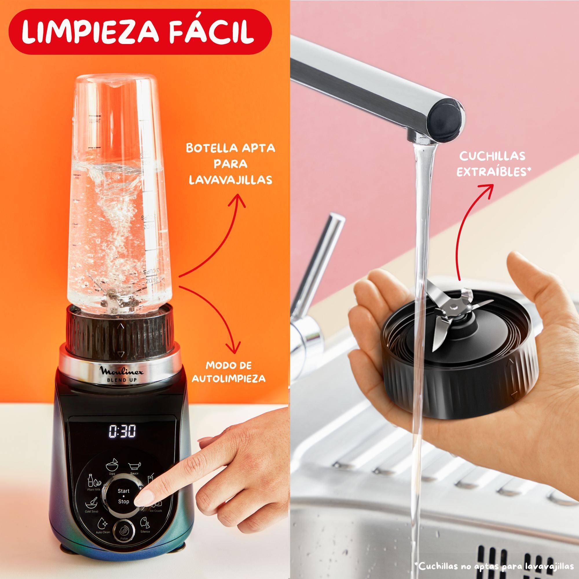 Blend Up, Batidora personal, 1000 W de potencia, 8 Programas Automáticos, Color Azul