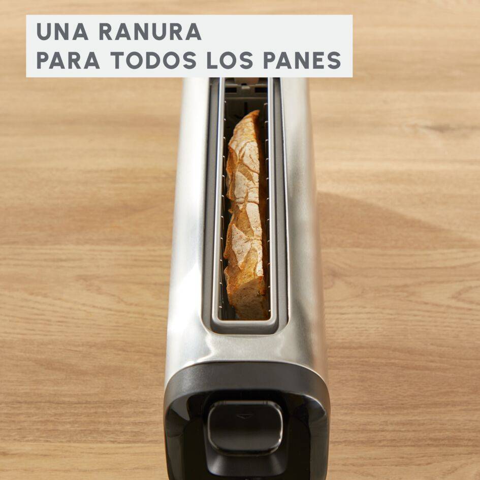 Subito, Tostadora de ranura larga, Tuesta más rápido, Menor consumo energético, Negro y acero inoxidable
