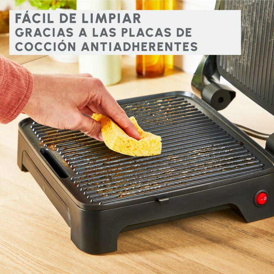 Inicio, Plancha de paninis y grill 2 en 1, Rápido calentamiento, Placas Antiadherentes, Negro