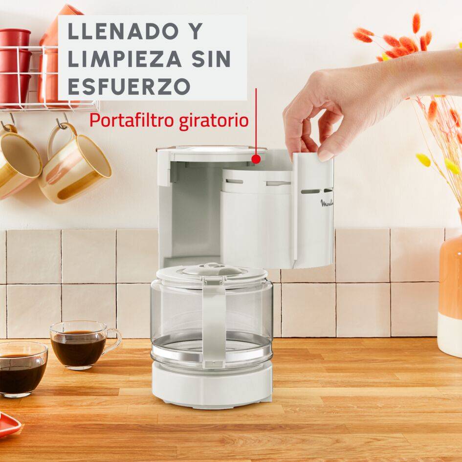 Uno, Cafetera de filtro, portafiltro giratorio, sistema antigoteo