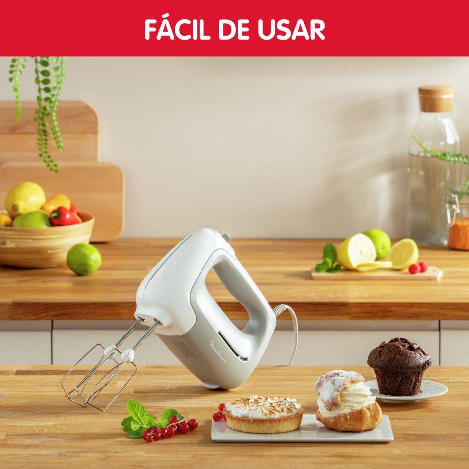 Prep'Mix, Batidora de varillas, Amasadora, 450 W, 5 velocidades, 2 varillas, 2 ganchos de amasar, Acero inoxidable, Ergonómica