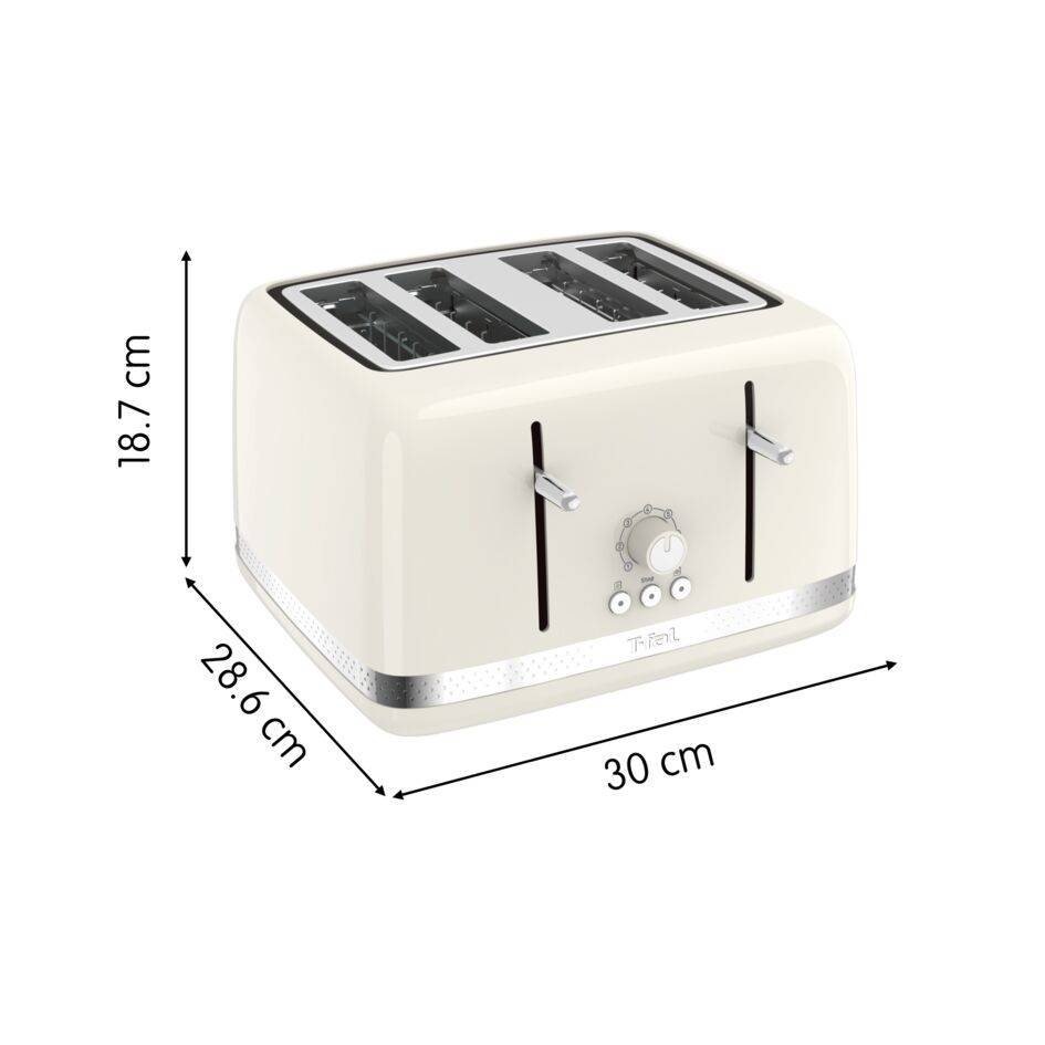 Soleil, Tostadora de 4 Ranuras, 1700 W, 7 niveles de tostado, 3 funciones con luces, Diseño moderno, Bandeja recogemigas extraíble