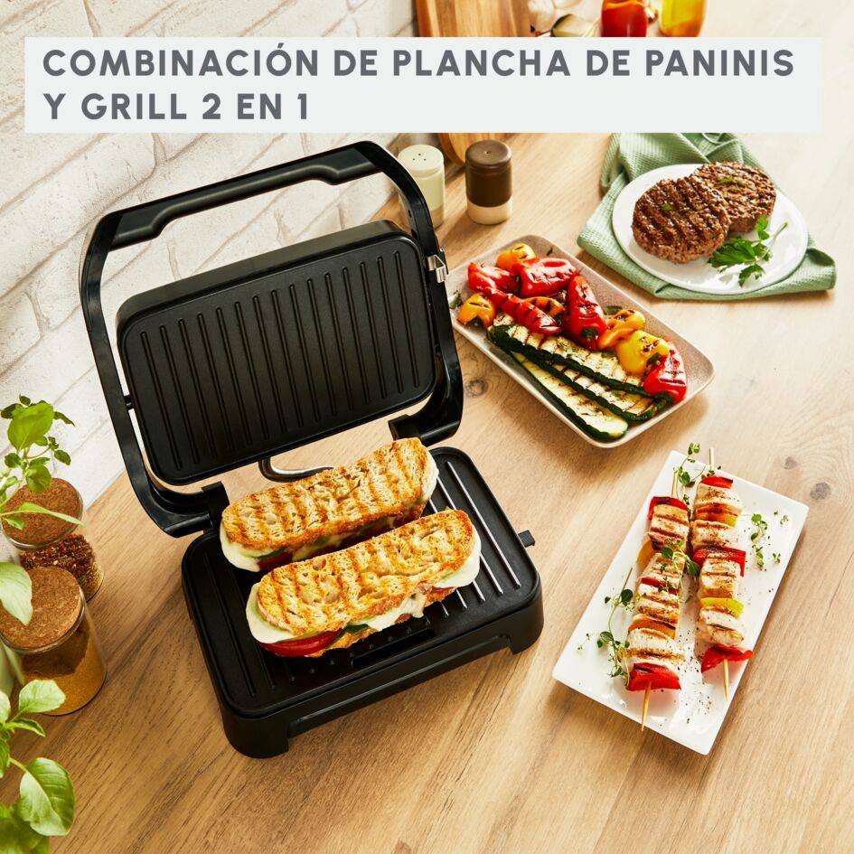 Inicio Compact, Plancha De Paninis & Grill, 1000 W, Placas Antiadherentes, Inox
