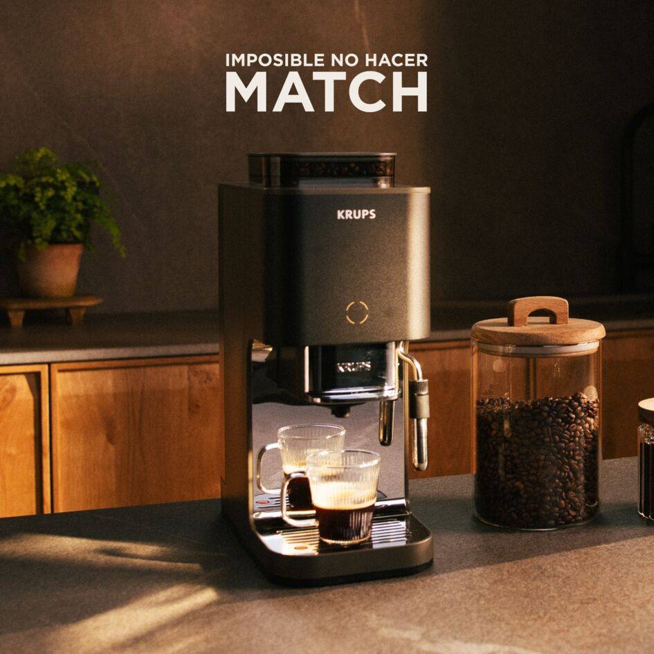 Coffee Crush, Cafetera Automática Compacta, Café en Grano y Molido, 15 Bares, 4 recetas, Espumador de leche, Pantalla táctil