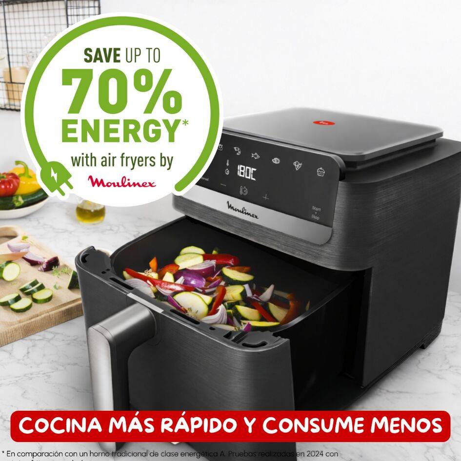 Easy Fry Mega Compact, Freidora de aire, Capacidad XL 7,5 L, Sistema Genius, Gris Oscuro