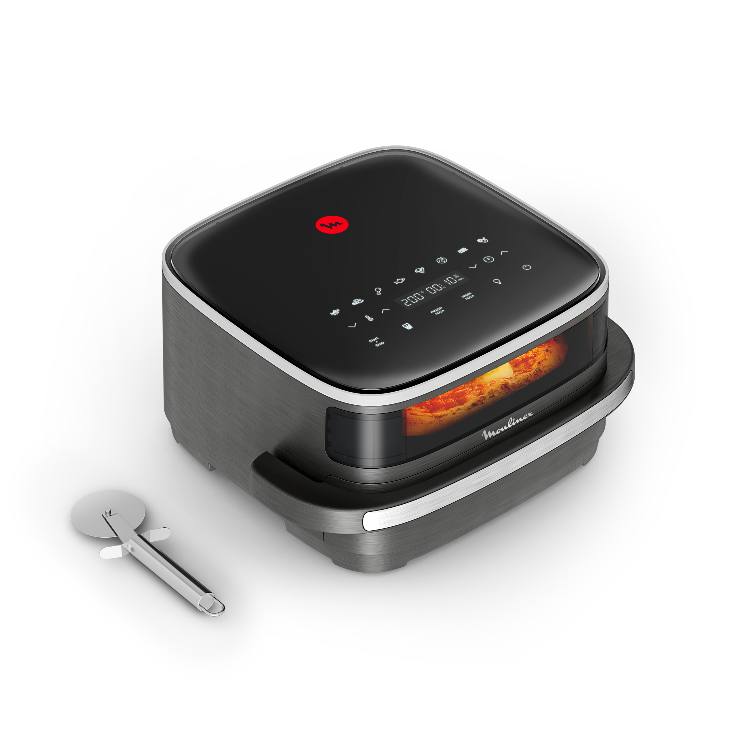 Easy Fry XL Surface, Freidora de Aire, Gran Superficie de Cocción, Doble Resistencia, 10 Programas Automáticos, Formato Compacto, Ventana de Visualización, Gris