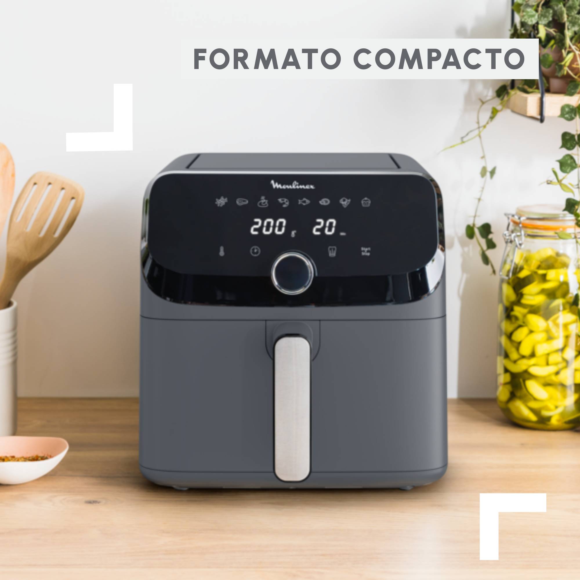 Easy Fry Mega, Freidora de aire, Capacidad 7,5 L, 8 Programas, Diseño Compacto