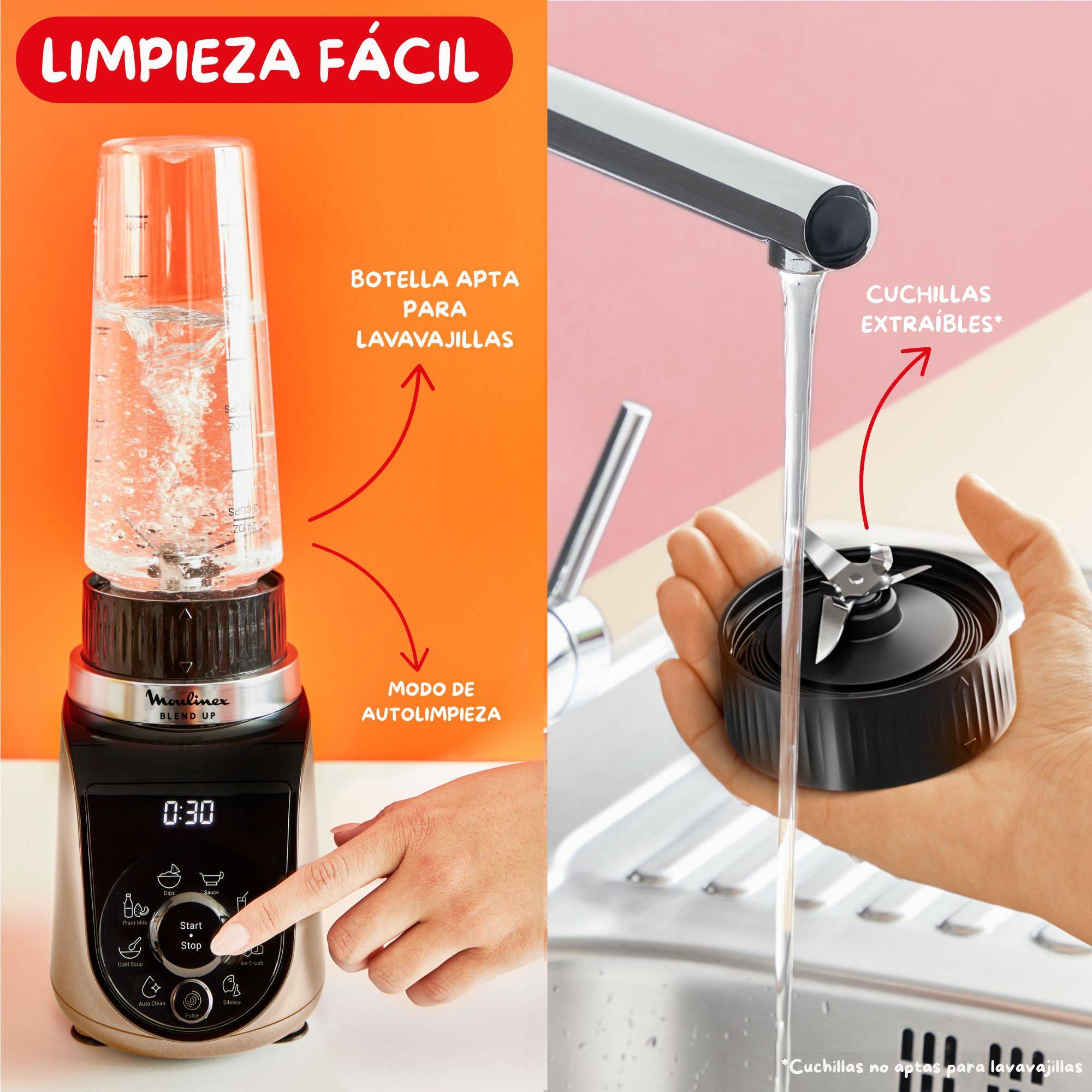 Blend Up, Batidora personal, 1000 W de potencia, 8 Programas Automáticos, Color Dune