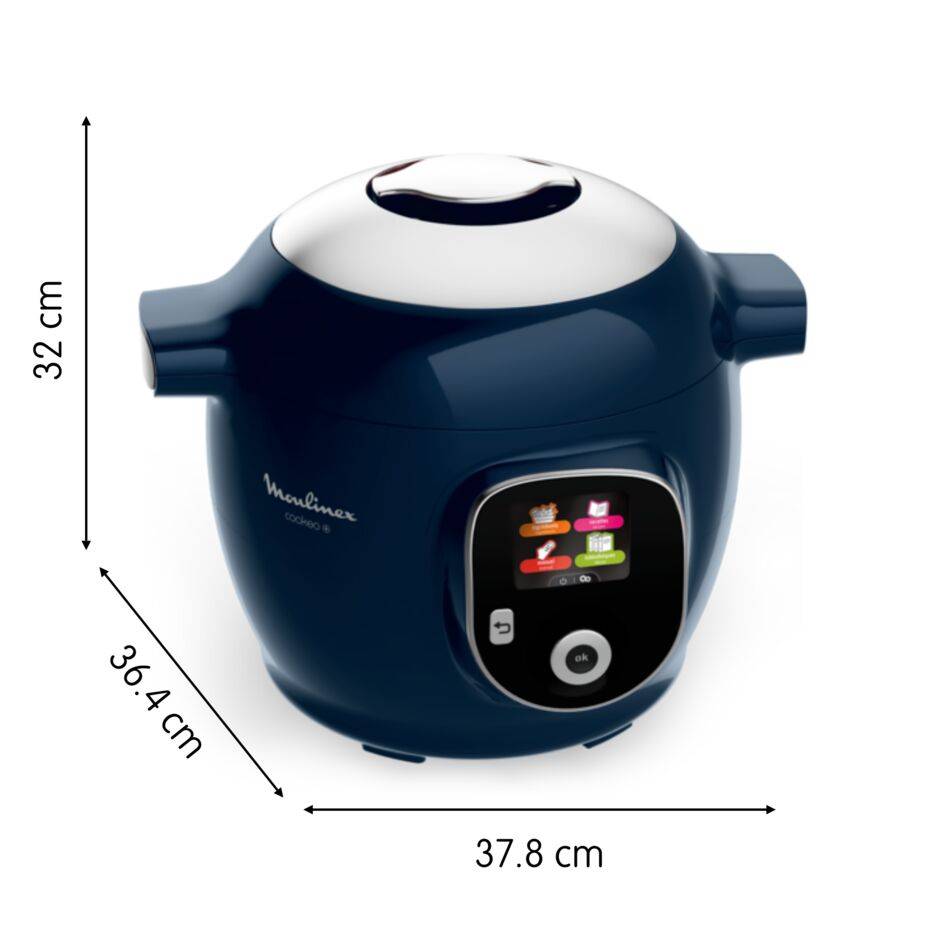 Cookeo+, Olla Eléctrica Programable, 6L, 6 programas, 150 Recetas Integradas, Azul