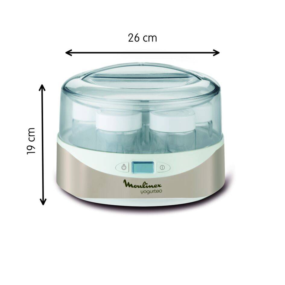 Yogurteo, Yogurtera, 7 tarrinas de 160 ml, Parada Automática, Plata