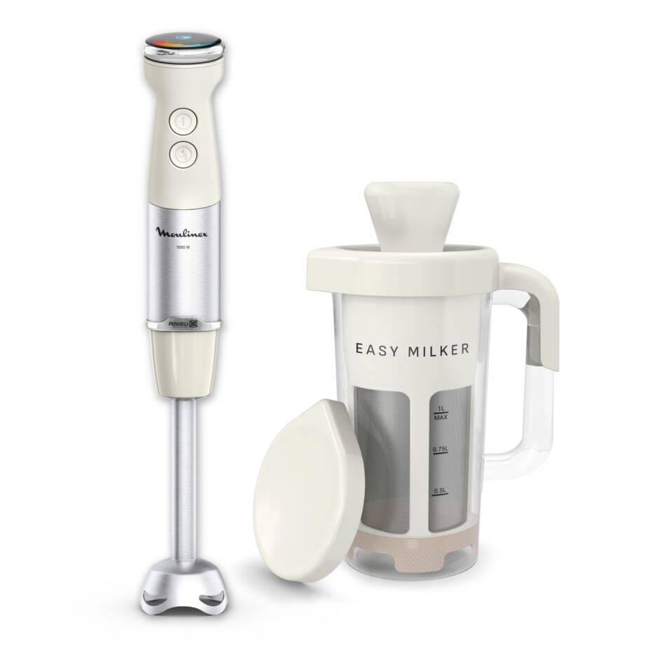 Easy Milker & Quickchef+, Robot de hacer leche vegetal con batidora de mano, Cuchillas Powelix, 20 velocidades