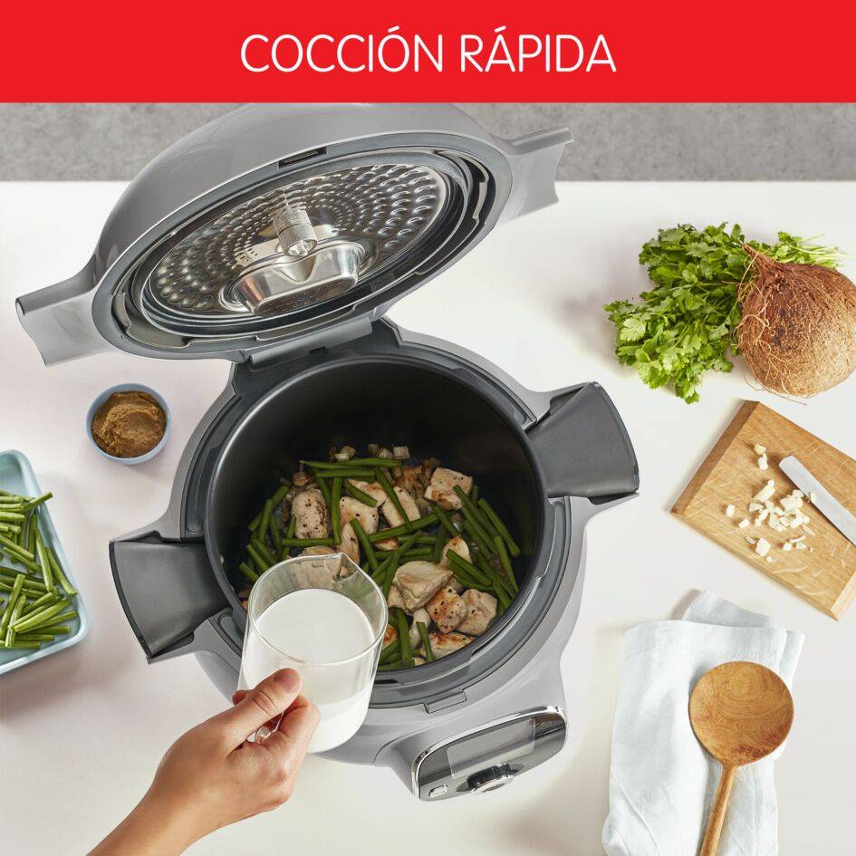 Cookeo+, Olla eléctrica programable, 6L, 80 recetas,  6 modos de cocción, Gris