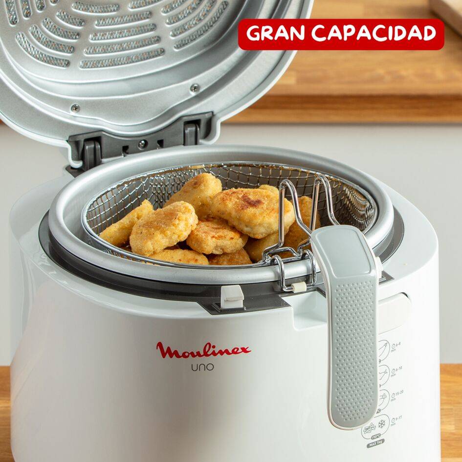 Fry Uno, Freidora de aceite, Capacidad de 1 kg, Para 4 personas, Compacta, Fácil de guardar, Ventana de visualización