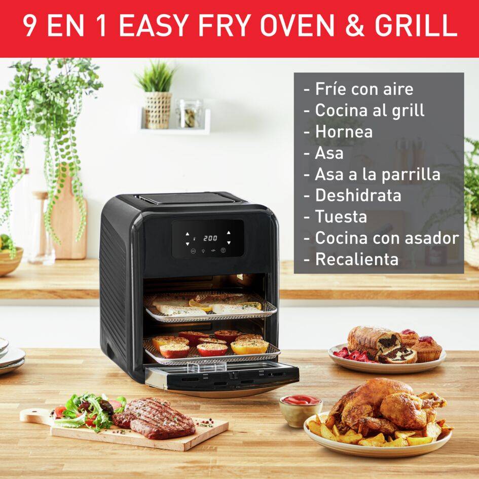 Easy Fry Horno & Grill 9 en 1, Freidora de aire y horno, 11 L, 9 programas automáticos