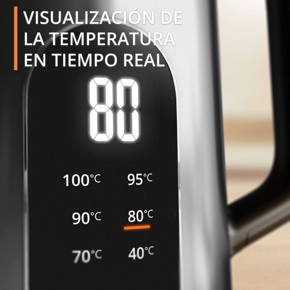 Selection, Hervidor de Agua Eléctrico, 1,7 L, 6 Temperaturas, Termoaislamiento, Color Metal