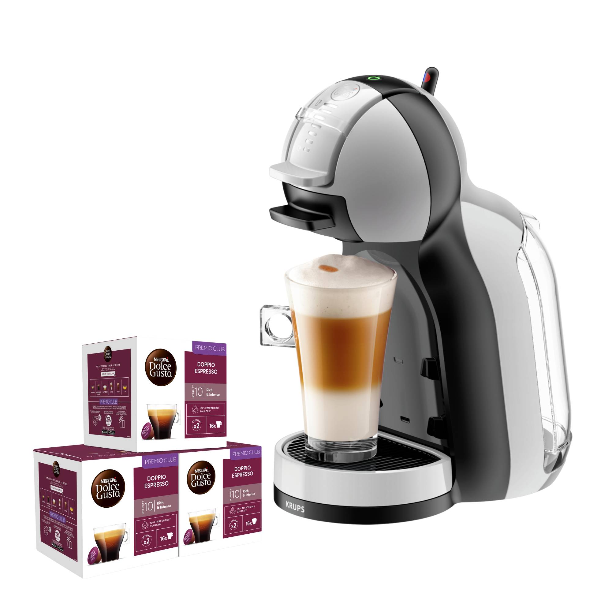 MINI ME, Cafetera de cápsulas multibebida, 3 Packs Espresso, Alta presión, Compacta, Parada automática, Tamaño de bebida ajustable, Gris Antracita