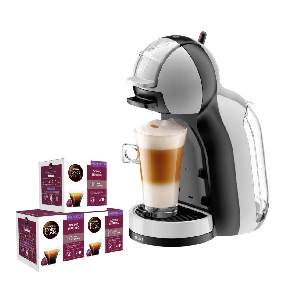 MINI ME, Cafetera de cápsulas multibebida, 3 Packs Espresso, Alta presión, Compacta, Parada automática, Tamaño de bebida ajustable, Gris Antracita