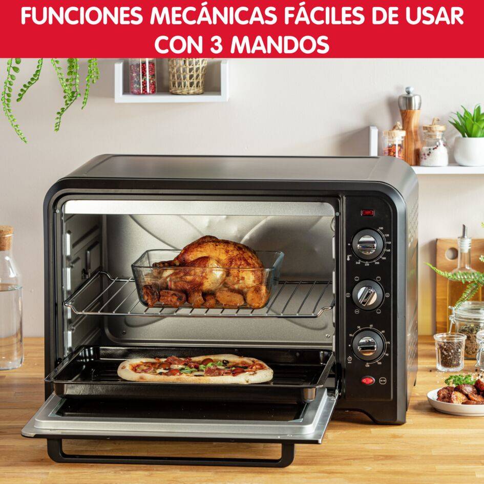 Optimo, Horno de convección, 60 L, 7 modos de cocción, Accesorios, Negro