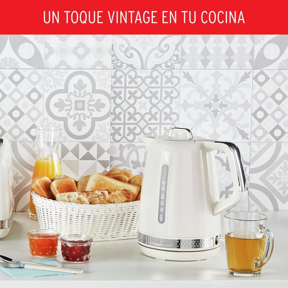 Hervidor marfil, diseño vintage, 1,7&nbsp;L de capacidad y base giratoria 360°