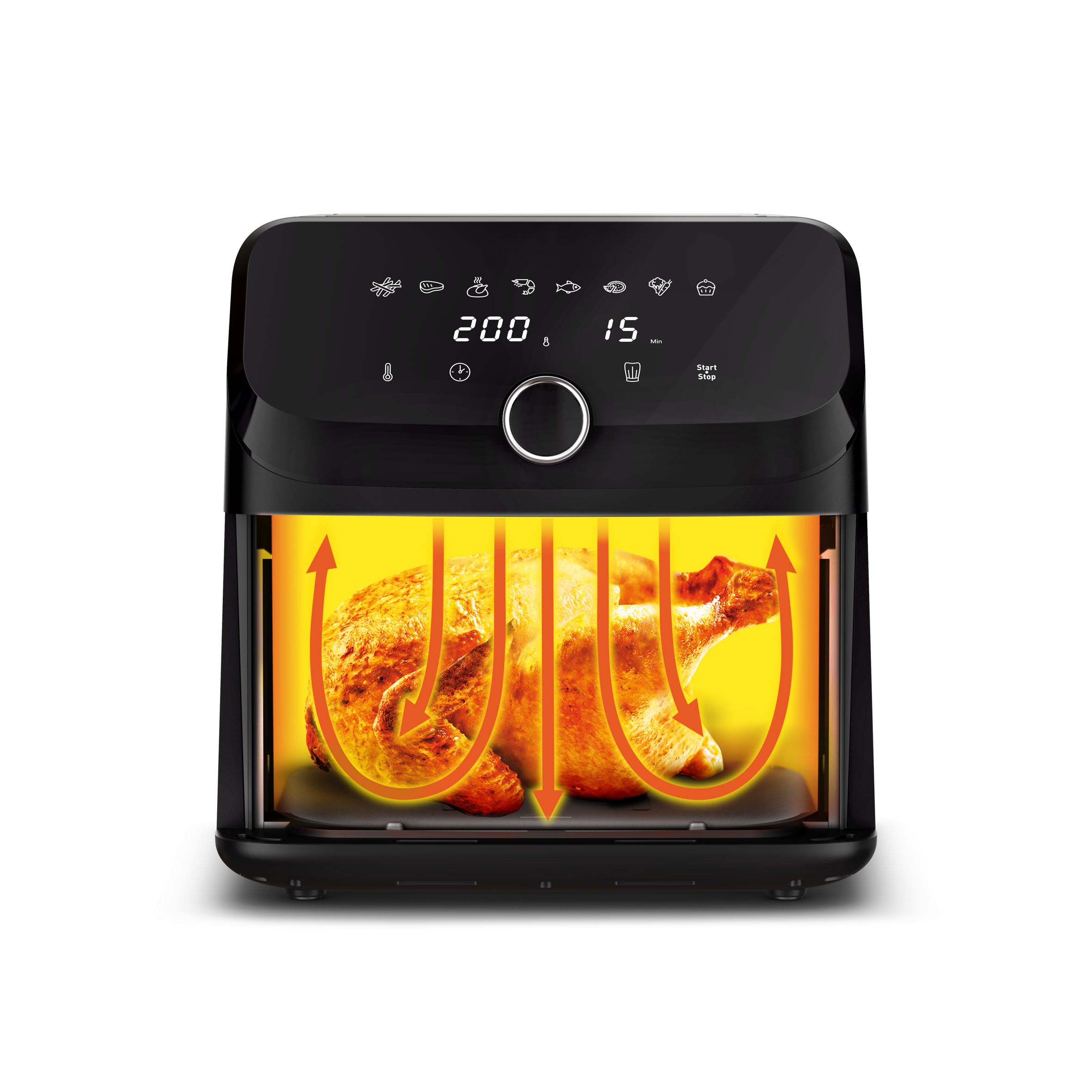 Easy Fry Mega, Freidora de aire, Capacidad de 7,5 L, 8 Programas, Negro