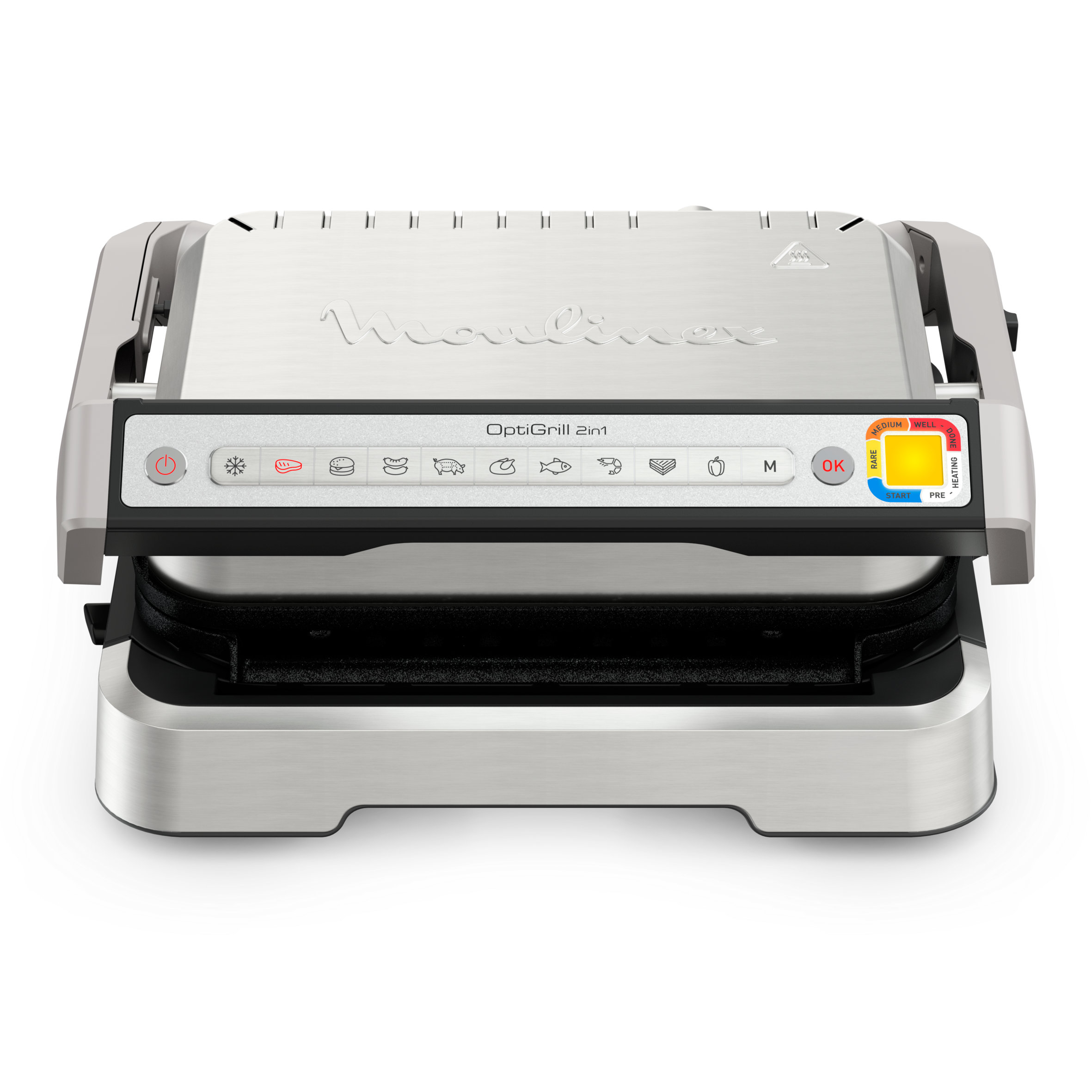 OptiGrill 2 en 1, Parrilla inteligente, 9 programas automáticos, Inox